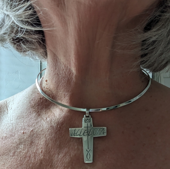Rare retired James Avery "Alleluia" cross pendant with cuff choker necklace - Picture 6 of 7